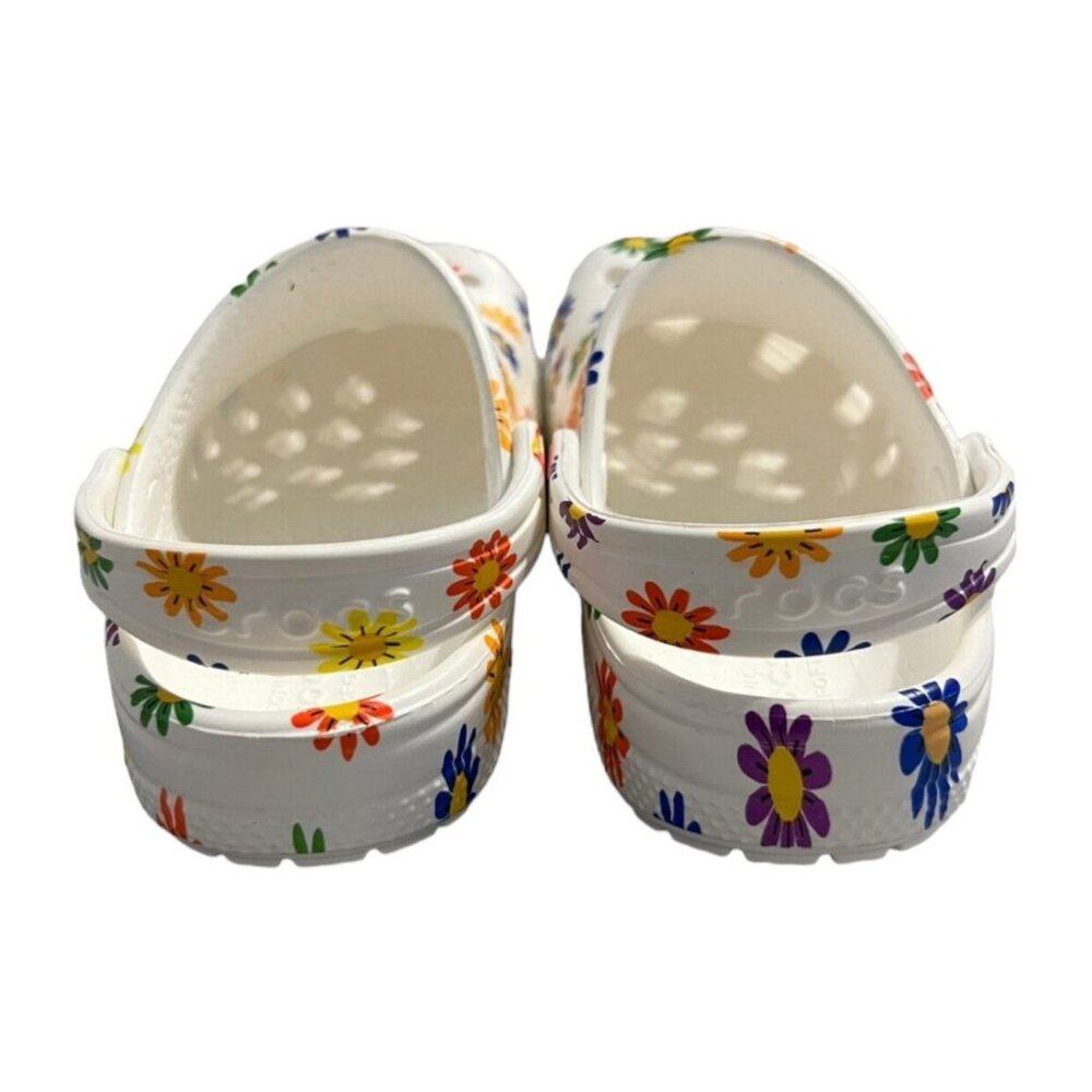 NEW Crocs C12 White Daisy Rainbow Clogs Sandals - Picture 7 of 8